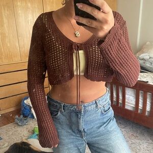 Knitted Brown Cropped Sweater
